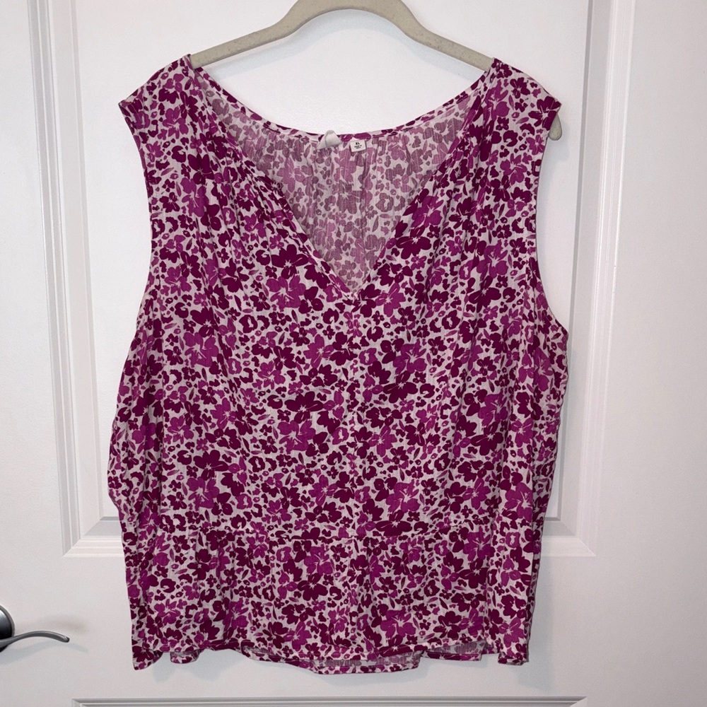 Gap Floral Pink Sleeveless Top—Size XL